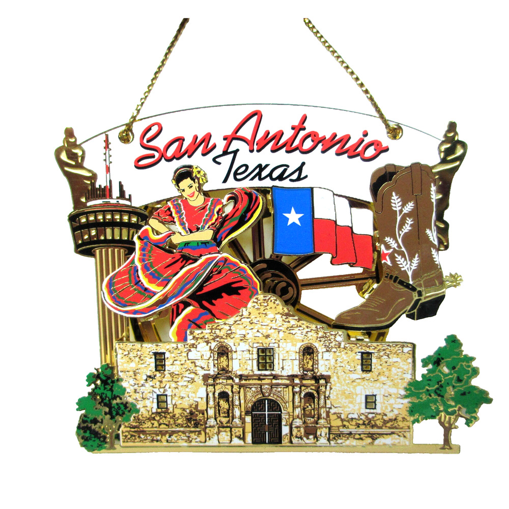 San Antonio Texas Ornament Alamo Cowboy Boots Tower of America Flag of TX